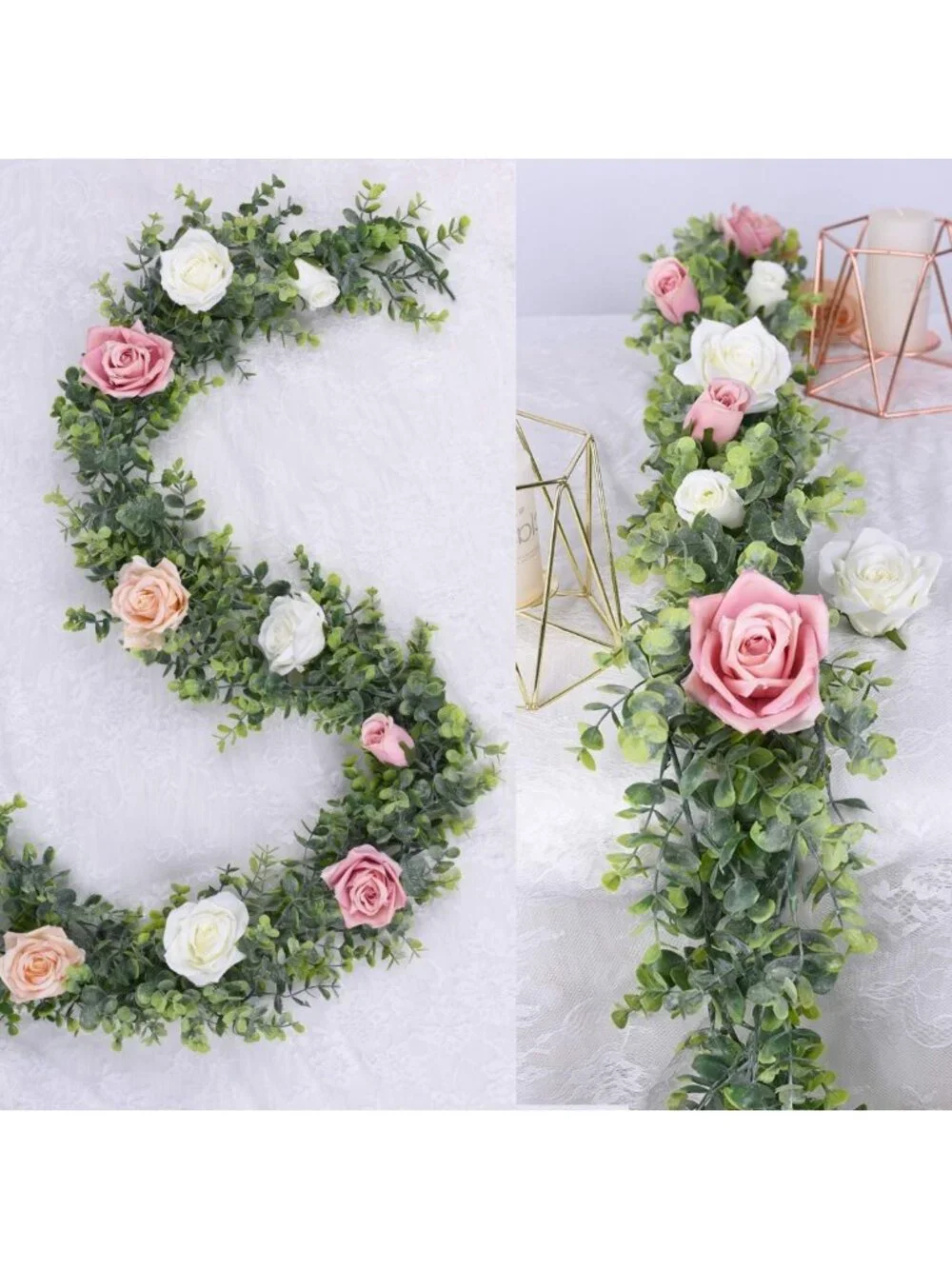 6 Pack Faux Eucalyptus Garland - Artificial Hanging Vines for Wedding Decor